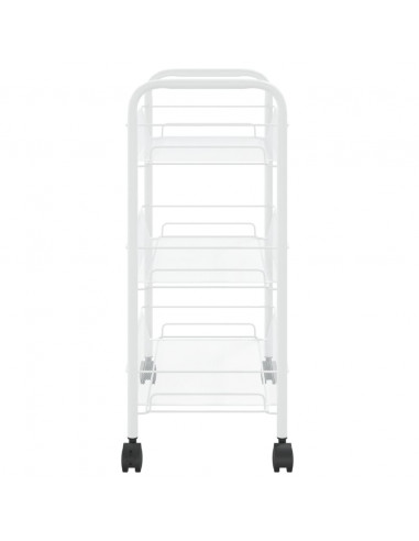 Carrello da Cucina con 3 Ripiani Bianco 46x26x64 cm in Ferro