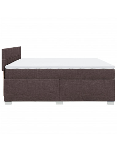 Giroletto a Molle con Materasso Marrone Scuro 200x200cm Tessuto