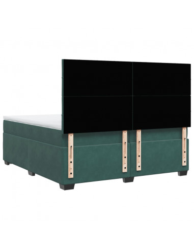 Giroletto a Molle con Materasso Verde Scuro 200x200 cm Velluto