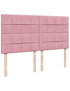 Giroletto a Molle con Materasso Rosa 200x200 cm in Velluto 2