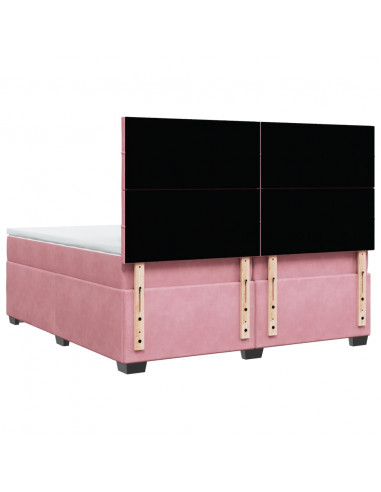 Giroletto a Molle con Materasso Rosa 200x200 cm in Velluto