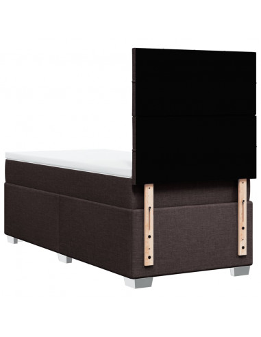 Giroletto a Molle con Materasso Marrone Scuro 100x200cm Tessuto