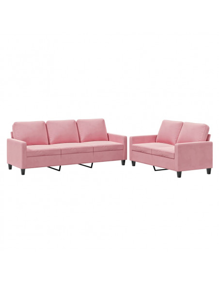 Set di Divani 2 pz con Cuscini rosa in Velluto