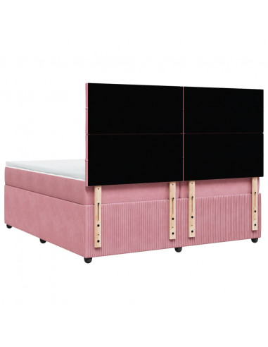 Giroletto a Molle con Materasso Rosa 200x200 cm in Velluto