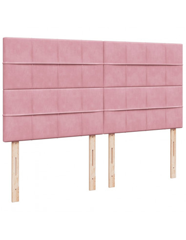 Giroletto a Molle con Materasso Rosa 200x200 cm in Velluto