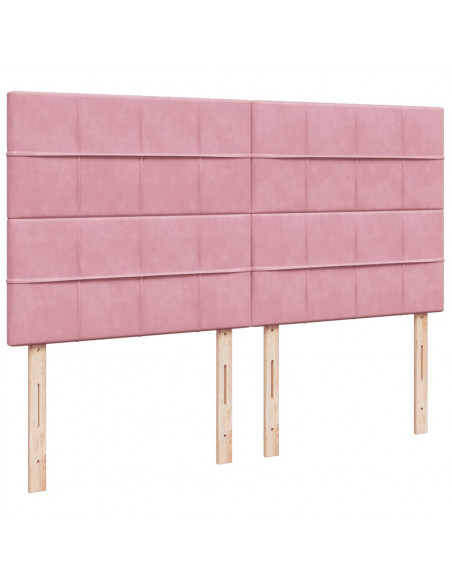 Giroletto a Molle con Materasso Rosa 200x200 cm in Velluto