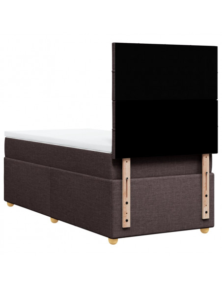 Giroletto a Molle con Materasso Marrone Scuro 100x200cm Tessuto