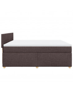 Giroletto a Molle con Materasso Marrone Scuro 200x200cm Tessuto