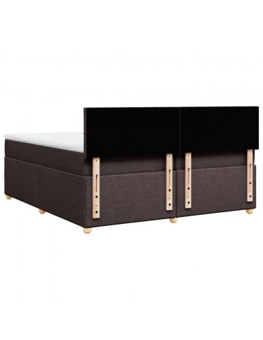 Giroletto a Molle con Materasso Marrone Scuro 200x200cm Tessuto