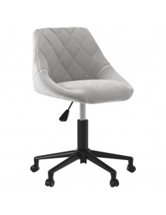 Sedia da Ufficio Girevole Grigio Chiaro in Velluto