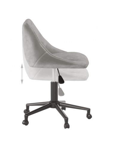 Sedia da Ufficio Girevole Grigio Chiaro in Velluto