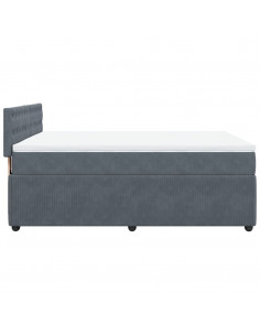 Giroletto a Molle con Materasso Grigio Scuro 140x190 cm Velluto