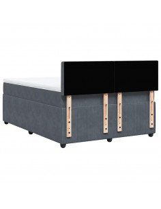 Giroletto a Molle con Materasso Grigio Scuro 140x190 cm Velluto 2