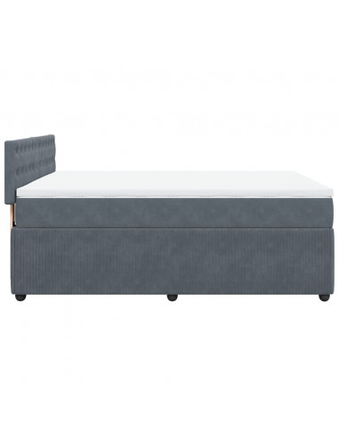 Giroletto a Molle con Materasso Grigio Scuro 140x190 cm Velluto