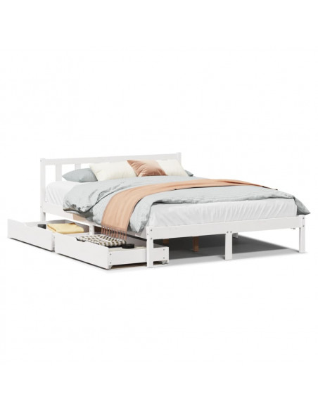 Letto senza Materasso Bianco 120x190 cm Legno Massello di Pino