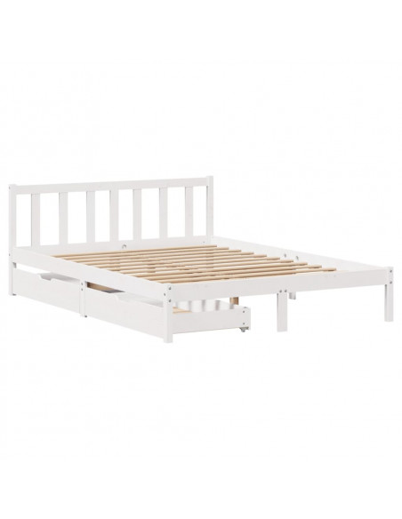 Letto senza Materasso Bianco 120x190 cm Legno Massello di Pino