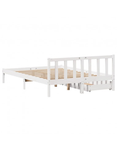 Letto senza Materasso Bianco 120x190 cm Legno Massello di Pino