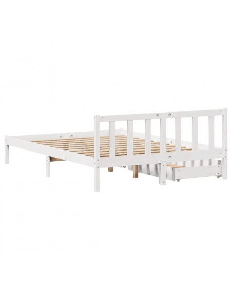 Letto senza Materasso Bianco 120x190 cm Legno Massello di Pino