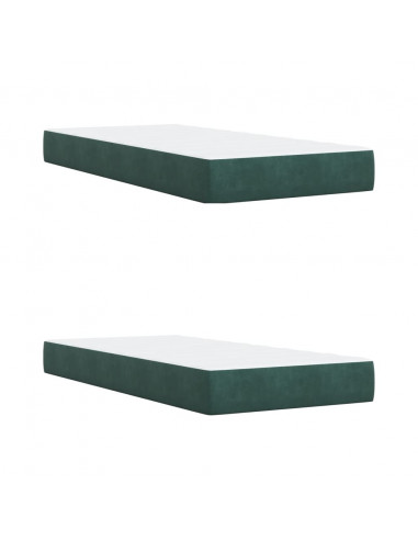 Giroletto a Molle con Materasso Verde Scuro 200x200 cm Velluto