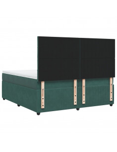 Giroletto a Molle con Materasso Verde Scuro 200x200 cm Velluto 2