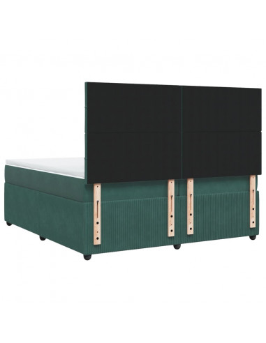 Giroletto a Molle con Materasso Verde Scuro 200x200 cm Velluto