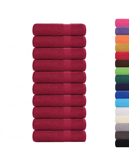 Asciugamani 10 pz Bordò 50x100 cm 360 g/m² 100% Cotone