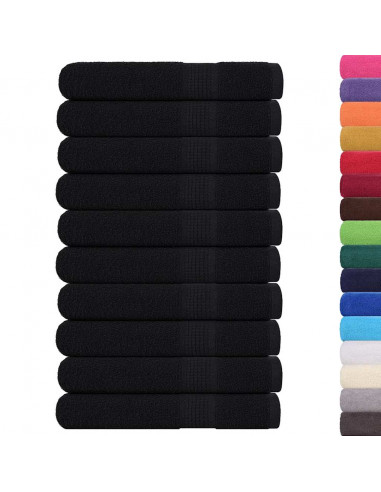 Asciugamani 10 pz Neri 100x200 cm 360 g/m² 100% Cotone
