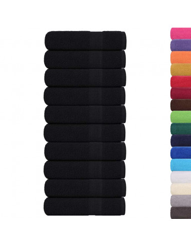 Asciugamani 10 pz Neri 50x100 cm 360 g/m² 100% Cotone