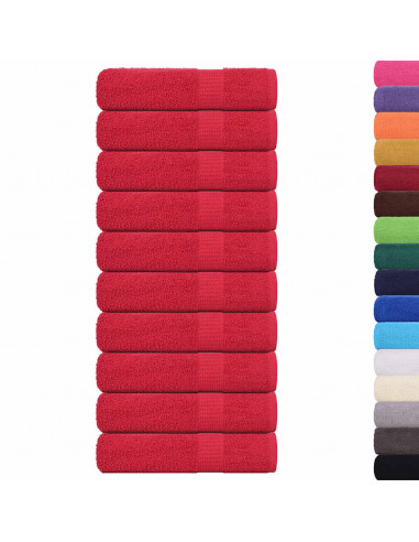 Asciugamani 10 pz Rossi 50x100 cm 360 g/m² 100% Cotone