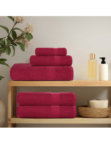 Asciugamani 2 pz Bordò 50x100 cm 360 g/m² 100% Cotone