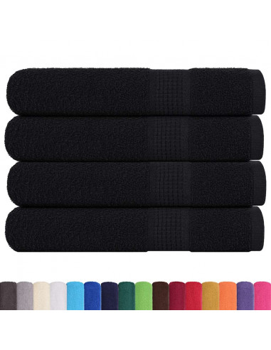 Asciugamani 4 pz Neri 100x200 cm 360 g/m² 100% Cotone