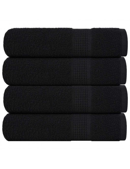 Asciugamani 4 pz Neri 50x100 cm 360 g/m² 100% Cotone