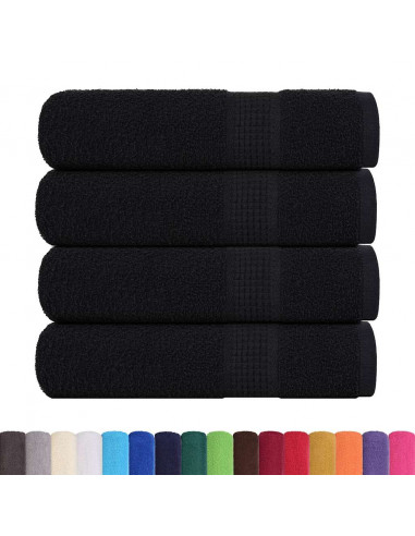 Asciugamani 4 pz Neri 50x100 cm 360 g/m² 100% Cotone