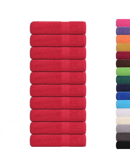 Asciugamani da Bagno 10 pz Rossi 100x150cm 360 g/m² 100% Cotone