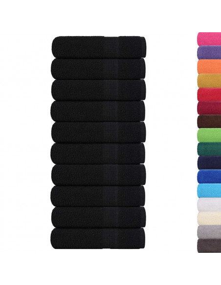 Asciugamani da Bagno 10pz Neri 100x150cm 360g/m² 100% Cotone
