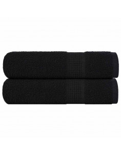 Asciugamani da Bagno 2 pz Neri 100x150cm 360g/m² 100% Cotone