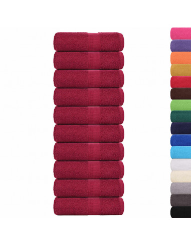 Asciugamani Ospiti 10 pz Bordò 30x50 cm 360 g/m² 100% Cotone
