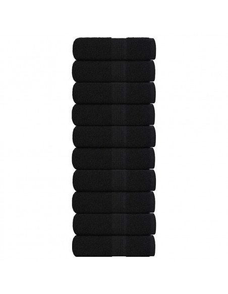 Asciugamani Ospiti 10 pz Neri 30x50 cm 360 g/m² 100% Cotone
