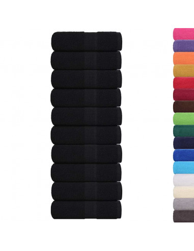 Asciugamani Ospiti 10 pz Neri 30x50 cm 360 g/m² 100% Cotone