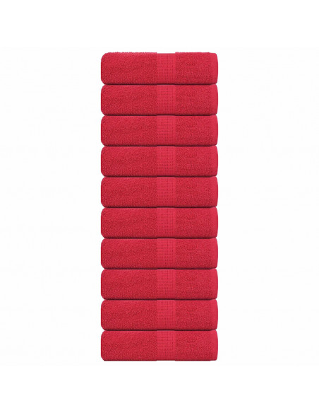 Asciugamani Ospiti 10 pz Rossi 30x50 cm 360 g/m² 100% Cotone