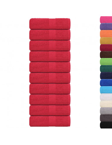 Asciugamani Ospiti 10 pz Rossi 30x50 cm 360 g/m² 100% Cotone