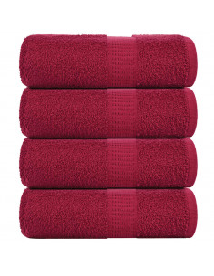 Asciugamani Ospiti 4 pz Bordò 30x50 cm 360 g/m² 100% Cotone