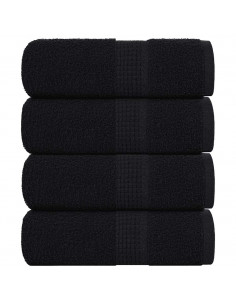 Asciugamani Ospiti 4 pz Neri 30x50 cm 360 g/m² 100% Cotone