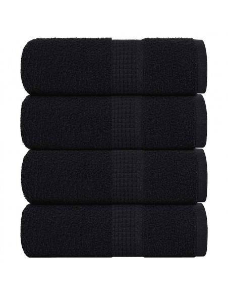 Asciugamani Ospiti 4 pz Neri 30x50 cm 360 g/m² 100% Cotone