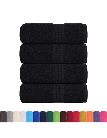 Asciugamani Ospiti 4 pz Neri 30x50 cm 360 g/m² 100% Cotone