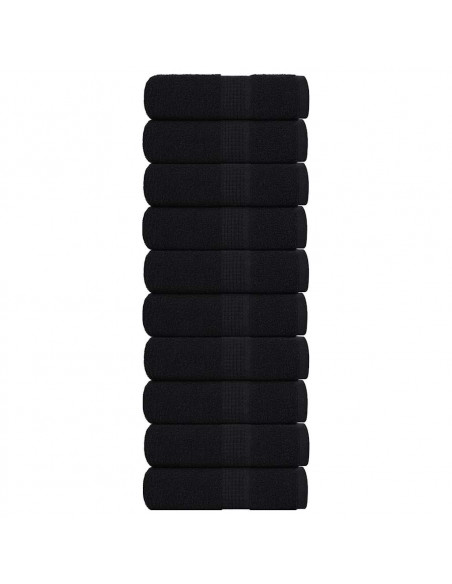 Asciugamani per Sapone 10 pz Neri 30x30 cm 360 g/m² 100% Cotone