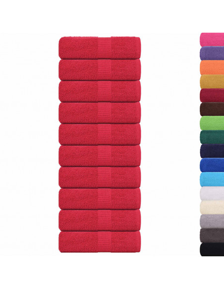 Asciugamani per Sapone 10 pz Rossi 30x30cm 360 g/m² 100% Cotone