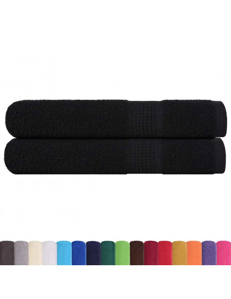 Asciugamani per Sauna 2 pz Neri 80x200cm 360g/m² 100% Cotone