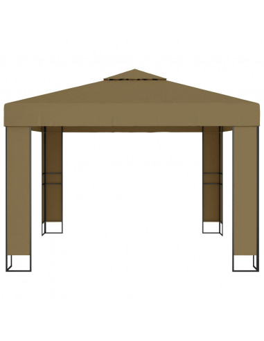 Gazebo con Tetto Doppio 3x3x2,7 m Grigio Talpa 180 g/m²