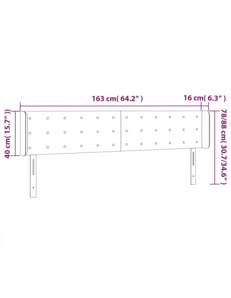 Testiera a LED Bianca 163x16x78/88 cm in Similpelle